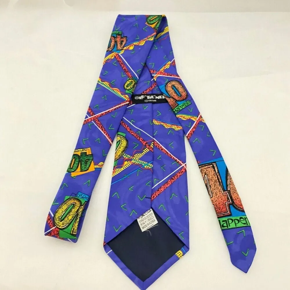 #5622 Old Timer 40 Happens Birthday Novelty Necktie. Tie 56X3.5